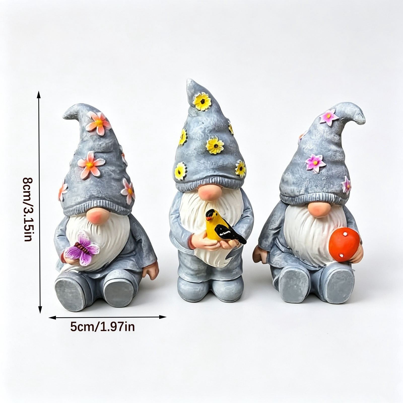 Spring Gnom Spring Gnome Ornament Set of 3 - Cute Resin Outdoor Garden Gnomes for ...