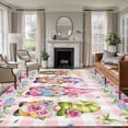 thumbnail image 1 of Spring Gnomes Area Rugs 6'x9', Washable Small Throw Rugs for Kitchen Dining room, Botanical Flowers Leaf Pink Buffalo Check Indoor Outdoor Rug Non-Slip Low Pile Carpet Runner Reversible Floor Mats, 1 of 8