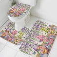thumbnail image 1 of Spring Gnomes Bathroom Rugs Set Watercolor Purple Blue White Floral Leaf Linen Texture Wood Grain Non Slip Absorbent Bath Mats 3 Piece Set, U-Shaped Floor Mat, Toilet Seat Cover Small Size, 1 of 9