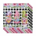 thumbnail image 1 of Spring Gnomes Cloth Napkins, Botanical Rose Leaves Black Buffalo Plaid Washable and Reusable Dinner Napkins Set of 4, Table Napkin for Kitchen Party Birthday Wedding Hotel Housewarming 20"x20", 1 of 9
