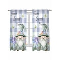 thumbnail image 1 of Spring Gnomes Curtains 72 Inch Length, Sheer Curtains for Bedroom Living Room Window Botanical Flowers Purple Buffalo Plaid Rod Pocket Voile Drapes Kitchen Curtains Small Half Window 52"x72" 2 Panels, 1 of 6