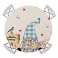thumbnail image 1 of Spring Gnomes Floral Round Tablecloth for 55-60 Inch Tables,Fitted Table Cover with Elastic Edge,Pink Tulip Botanical Beige Burlap Waterproof Outdoor Table Cloth Protector for Patio Garden Dinner, 1 of 9