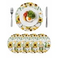 thumbnail image 1 of Spring Gnomes Round 13 Inch Placemats Set of 4, Botanical Yellow Flowers Leaves Wooden Plank HeatResistant Non Slip Place Mats for Dining Table, Wipeable Braided Kitchen Table Mats for Housewarming, 1 of 9