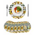 thumbnail image 1 of Spring Gnomes Round 13 Inch Placemats Set of 6, Botanical Budding Sunflowers Buffalo Plaid HeatResistant Non Slip Place Mats for Dining Table, Wipeable Braided Kitchen Table Mats for Housewarming, 1 of 9