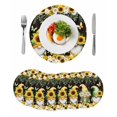 thumbnail image 1 of Spring Gnomes Round 13 Inch Placemats Set of 6, Farmhouse Botanical Sunflowers Wooden Grain HeatResistant Non Slip Place Mats for Dining Table, Wipeable Braided Kitchen Table Mats for Housewarming, 1 of 9
