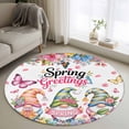 thumbnail image 1 of Spring Gnomes Round Area Rug 4Ft Washable Circle Rugs for Bedroom Dining Room, Colorful Flowers Watercolor Butterfly Floral Plant Non-Slip Carpet Floor Mats Indoor Outdoor Carpet Runner Home Decor, 1 of 8
