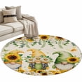 thumbnail image 1 of Spring Gnomes Round Area Rugs Collection 4', Retro Botanical Flowers Leaves Butterfly Non Slip Indoor Circular Throw Runner Rug Floor Mat Carpet for Living Room Dining Table Bedroom Nursery, 1 of 9
