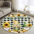 thumbnail image 1 of Spring Gnomes Round Rug 4ft Washable Circle Entryway Rugs Non Slip Botanical Budding Sunflowers Buffalo Plaid Area Rug Indoor Floor Carpet for Bedroom Kitchen Living Room Home Office Dining Room, 1 of 8