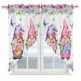 thumbnail image 1 of Spring Gnomes Swag Valances for Windows 2 Pack, Kitchen Window Curtains 36 Inch Length, Botanical Rose Flower Leaves Butterfly Privacy Swag Curtains for Living Room/Bathroom with Rod Pocket 36"x36", 1 of 8