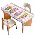 thumbnail image 1 of Spring Gnomes Table Cloths for 5 Foot Rectangle Tables, Botanical Flowers Leaf Pink Buffalo Check Patio Waterproof Elastic Fitted Tablecloths, Washable Rectangular Table Cover for Camping, 1 of 8