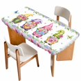thumbnail image 1 of Spring Gnomes Table Cloths for 5 Foot Rectangle Tables, Botanical Rose Flower Leaves Butterfly Patio Waterproof Elastic Fitted Tablecloths, Washable Rectangular Table Cover for Camping, 1 of 8