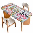 thumbnail image 1 of Spring Gnomes Table Cloths for 6 Foot Rectangle Tables, Farmhhouse Floral Botanical Blue Plaid Patio Waterproof Elastic Fitted Tablecloths, Washable Rectangular Table Cover for Camping, 1 of 8