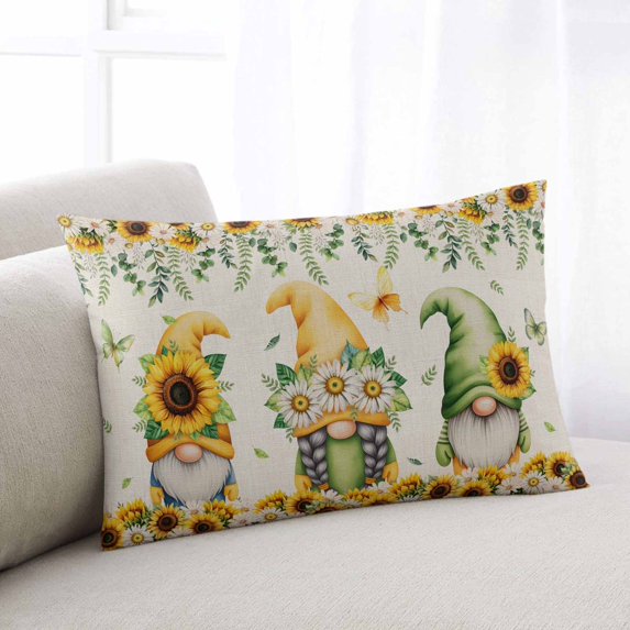 Spring Gnomes Throw Pillow Covers, Retro Botanical Flowers Leaves Butterfly Soft Breathable Pillow Cases with Invisible Zipper for Sleeping, Standard Pillowcases for Couch Bed Sofa Chair 20x26 Inches