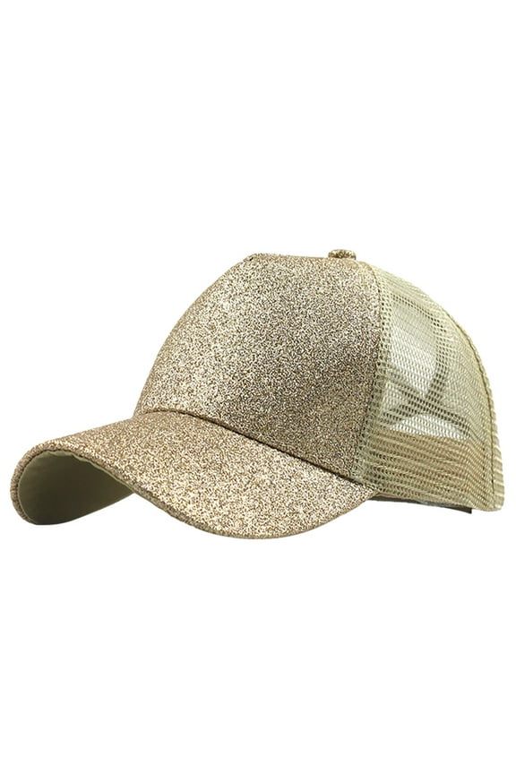 Spring Gold Sun Hats Ponytail Messy Buns Trucker Plain Baseball Visor Cap Unisex Glitter Hat