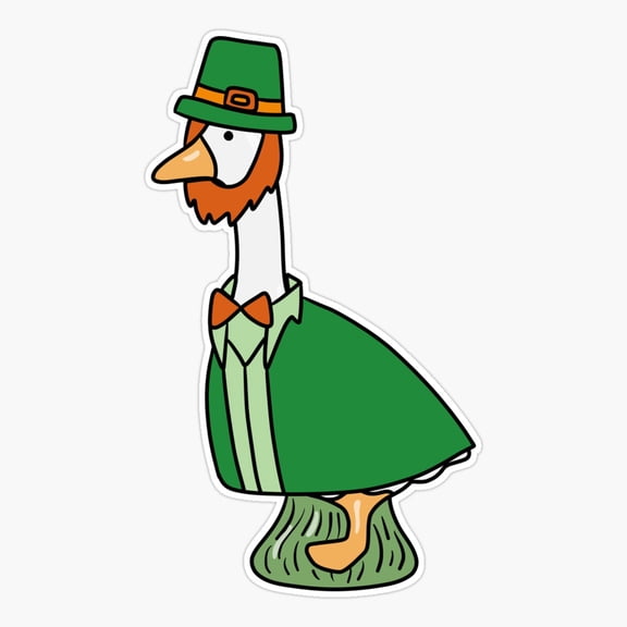 Spring Goose Leprechaun Bird Sticker