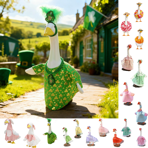 Spring Goose Outfit Porch 23" Easter Outdoor Decorations Costume Outfit Outdoor Patio Yard Lawn Decoration Goose Clothes Holiday Costumes St Patrick's Day Goose Outfits