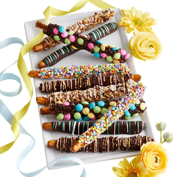 Spring Gourmet Pretzel Rods Great Gift for Easter Birthday Finals Week Mothers Day or Just Because