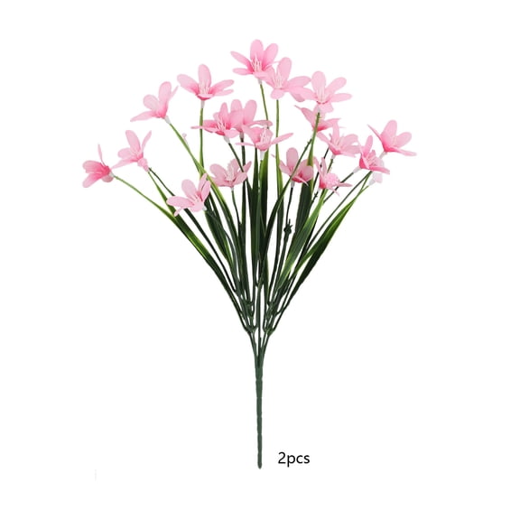 Spring Grass Orchid Artificial Flower Bouquet 2 Stems, Multi-Color Fresh Faux Flowers, -Style Home Decor, Sweet Style Gift