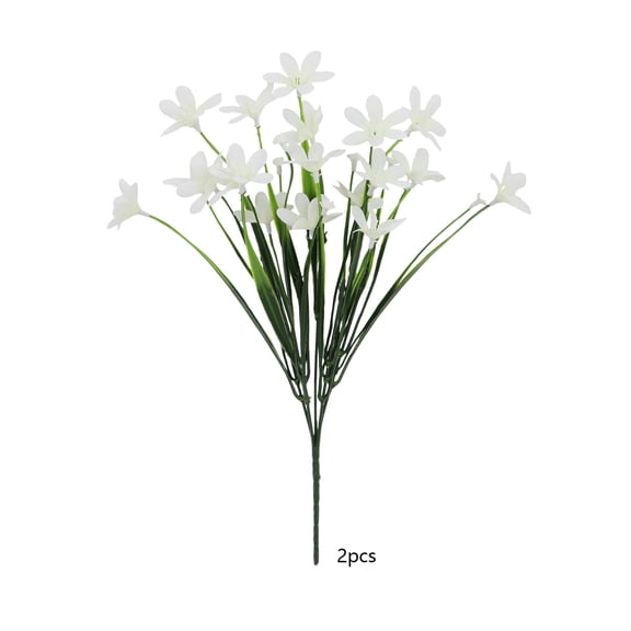 Spring Grass Orchid Artificial Flower Bouquet 2 Stems, Multi-Color Fresh Faux Flowers, -Style Home Decor, Sweet Style Gift