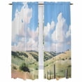 thumbnail image 1 of Spring Grassland Kitchen Curtain for Berdoom Living Room Cafe 72 Inch Length, Nature Blue Sky Mountain Scenery Tiers Curtains Light Filtering Drapes Rod Pocket Window Treatment 2 Panels 52"Wx72"L, 1 of 8
