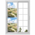 thumbnail image 1 of Spring Grassland Window Privacy Film, Nature Blue Sky Mountain Scenery Static Cling UV Sun Blocking Heat Control Window Tint Day and Night, Non-Adhesive One Way Windows Privacy Cover 17.7''x78.7'', 1 of 7