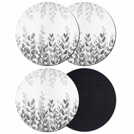 Spring Gray Eucalyptus Coasters Set of 4, Absorbent Coasters for Drinks, Summer Botanical Leaf Country Coaster for Desk Coffee Table Protection, Home Decor House Warming Gifts 4"