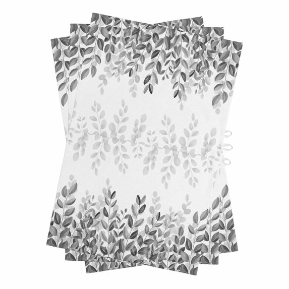 Spring Gray Eucalyptus Kitchen Towels Set of 3, Water Absorbent Dish Towel, Summer Botanical Leaf Country Decorative Hand Towels - Quick Drying Cloth for Cooking Baking, 18x28 Inch