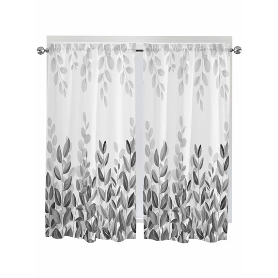 Spring Gray Eucalyptus Living Room Curtains 2 Panel, Summer Botanical Leaf Country Cafe Window Treatment, Extra Long Farmhouse Bedroom Bathroom Kitchen Curtains Drapes 104"x72"