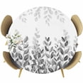 thumbnail image 1 of Spring Gray Eucalyptus Round Tablecloth, Fitted Table Cover with Elastic for 55"-60" Round Tables, Summer Botanical Leaf Country Table Cloth Outdoor Indoor Dinning Party Waterproof Tablecloths, 1 of 7