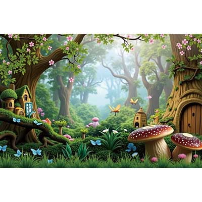 Aperturee Fairy Floral Mushroom Spring Happy Birthday Backdrop