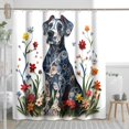 Spring Great Dane Dog Shower Curtain, Fun Puppy Floral Design, Cute Pet ...