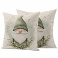 thumbnail image 1 of Spring Green Gnome Pillow Covers 2 Pack Flower Eucalyptus Leaf Green Watercolor Linen Texture Pillowcase Waterproof Outdoor Throw Pillow Cover for Patio Garden Square Cushion 20”x20”, 1 of 9