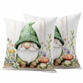 thumbnail image 1 of Spring Green Gnome Pillow Covers 2 Pack Mushroom Flowers Plant Wood Grain Pillowcase Waterproof Outdoor Throw Pillow Cover for Patio Garden Square Cushion 24”x24”, 1 of 9