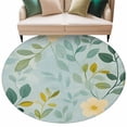 thumbnail image 1 of Spring Green Leaf Round Area&nbsp;Rug 6ft Pastoral Leaf Yellow Flower Plant Linen Non-Slip&nbsp;Washable Circle Rugs Soft Felt Indoor Floor Mat for Bedroom Kitchen Living Room Bathroom, 1 of 9