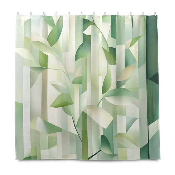 Spring Green Leaves 72x72 Waterproof Shower Curtain Liners Durable Metal C-Hooks Fade-Proof Thermal Print Anti-Splash