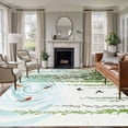 thumbnail image 1 of Spring Green Leaves Area Rugs 5'x8', Washable Small Throw Rugs for Classroom Bedroom, Japanese Koi Fish Birds Country Indoor Outdoor Rug Non-Slip Low Pile Carpet Runner Reversible Floor Mats, 1 of 8