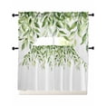 thumbnail image 1 of Spring Green Leaves Kitchen Curtains Sets 24 Inch Length with Valance, Spring Pastoral Botanical Vines Swag Valances and Tiers Curtain Set Drapes Swag Curtains for Living Room, Bathroom, Bedroom, 1 of 6