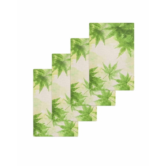 Spring Green Leaves Kitchen Dish Towels for Drying Dishes Set of 4, Beige Retro Country Botanical Farm Waffle Weave Microfiber Terry Hand Tea Bathroom Towels Quick Dry & Absorbent Towel 15.7x23.6