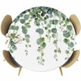 thumbnail image 1 of Spring Green Leaves Round Tablecloth 36-44 Inch Round Fitted Table Cloth with Elastic Edge, Watercolor Botanical Eucalyptus Vine Waterproof Table Cover Protector for Outdoor Picnic Party Dining, 1 of 6