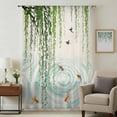 thumbnail image 1 of Spring Green Leaves Sheer Curtains 45 Inches Long, Japanese Koi Fish Birds Vintage Light Filering Curtains, Breathable Simi Curtain Privacy Drapes for Kitchen Bathroom Small Window Treatment, 1 of 9