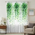 thumbnail image 1 of Spring Green Leaves Sheer Curtains 45 Inches Long, Watercolor Country Vines Botanical Light Filering Curtains, Breathable Simi Curtain Privacy Drapes for Kitchen Bathroom Small Window Treatment, 1 of 9