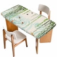 thumbnail image 1 of Spring Green Leaves Table Cloths for 3 Foot Rectangle Tables, Japanese Koi Fish Birds Vintage Patio Waterproof Elastic Fitted Tablecloths, Washable Rectangular Table Cover for Camping, 1 of 8