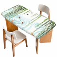 thumbnail image 1 of Spring Green Leaves Table Cloths for 4 Foot Rectangle Tables, Japanese Koi Fish Birds Country Patio Waterproof Elastic Fitted Tablecloths, Washable Rectangular Table Cover for Camping, 1 of 8