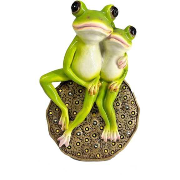 Spring Green Resin Frog Solar Garden Light with Automatic Dusk to Dawn Sensor