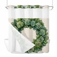 thumbnail image 1 of Spring Green Rose Wreath No Hooks Shower Curtain with Snap-in Liner Vintage Watercolor Green Floral Leaf Linen Shower Curtains for Bathroom, Waterproof, Easy Install, Washable 72"x72", 1 of 9