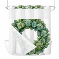 thumbnail image 1 of Spring Green Rose Wreath No Hooks Shower Curtain with Snap-in Liner Vintage Watercolor Green Floral Leaf Shower Curtains for Bathroom, Waterproof, Easy Install, Washable 72"x78", 1 of 9