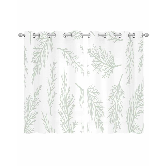 Spring Green Tree Branches Sheer Curtains 39 Inch Length 2 Panels Set for Living Room/Bedroom, Farmhouse Nature Botanical Kitchen Curtains Grommet Semi-Sheer Curtains Window Treatments 27.5"x39"x2