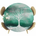 thumbnail image 1 of Spring Green Tree Round Tablecloth 45-54 Inch Round Fitted Table Cloth with Elastic Edge, Botanical Plants Impressionist Painting Waterproof Table Cover Protector for Outdoor Picnic Party Dining, 1 of 6