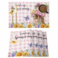 thumbnail image 1 of Spring Groundhog Placemats Set of 8, Watercolor Sunflower Botanical Pink Plaid Placemats for Dining Table, Place Mats for Kitchen Tabletop, Waterproof Wipeable Dining Table Mats Set, 1 of 9
