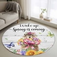 thumbnail image 1 of Spring Groundhog Round Rug 4ft Washable Circle Entryway Rugs Non Slip Watercolor Sunflower Botanical Vintage Area Rug Indoor Floor Carpet for Bedroom Kitchen Living Room Home Office Dining Room, 1 of 8